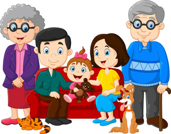 Cartoon family living in an all ages mobile home park