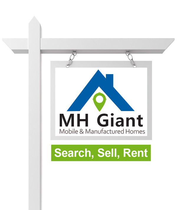 Mh Giant Logo on a mobile home for sale sign