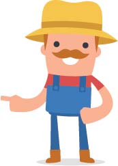 Farmer character pointing right