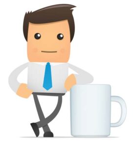 Male graphic with coffee cup 