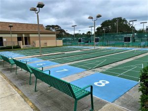 Shuffle board courts in a mobile home community