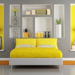 Yellow modern bedroom in a mobile home