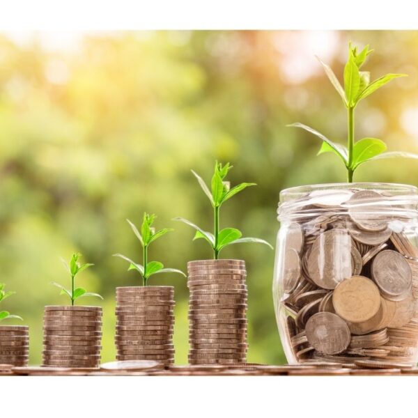 coins stacked and in a jar to represent value