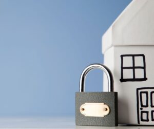 a house with a lock representing security