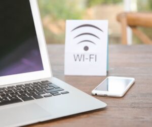 wifi sign with laptop and phone