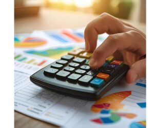 a hand working a calculator