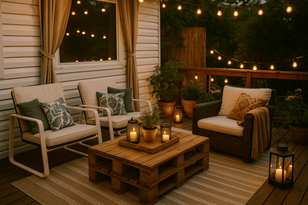 Cozy mobile home decks and patios