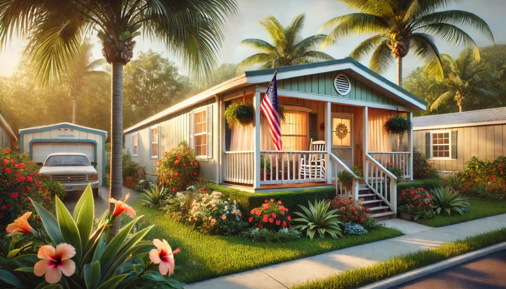 Manufactured home in tropical Florida setting
