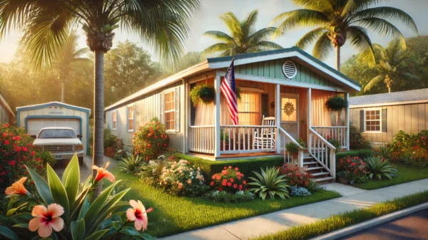 Manufactured home in tropical Florida setting