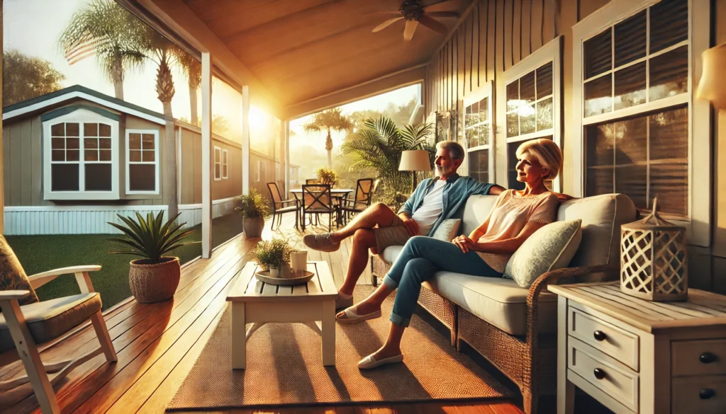 Florida homeowners enjoying life in a manufactured home community.