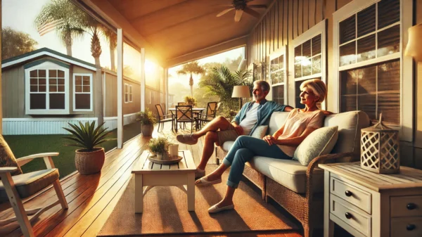 Florida homeowners enjoying life in a manufactured home community.