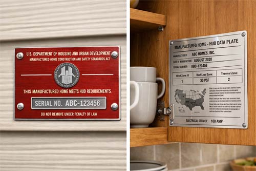 Mobile home HUD data plate location