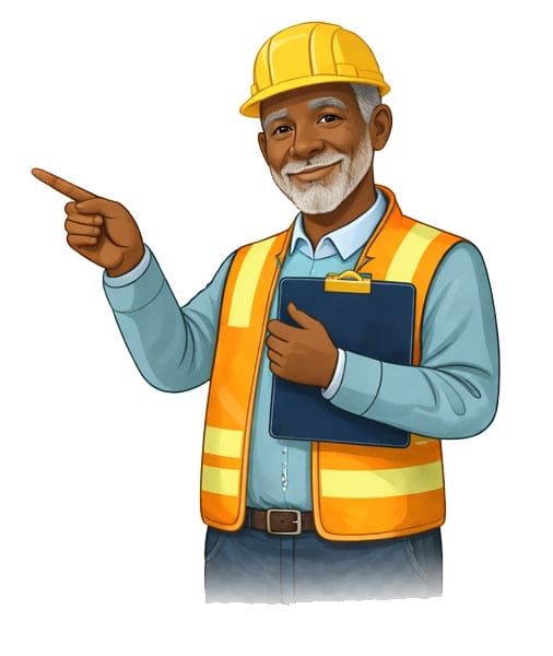 MH Giant inspector pointing to important information