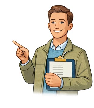 Illustrated male home guide character used on MH Giant to explain manufactured home topics 