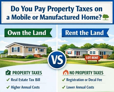 Mobile and manufactured home property taxes explained: own the land vs rent the land