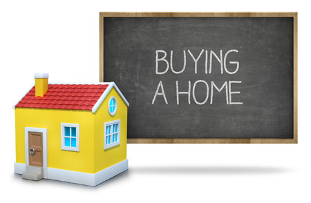 A chalkboard that says Buying A Home